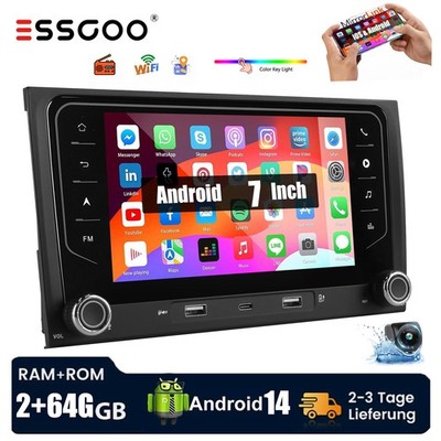 Apple Carplay Autoradio Android15 GPS Navi 2+64GB Kamera Für Audi A4 8E 8H B6 B7