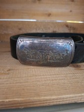 Vintage Levi's 2 Horses Black Belt 32in 100% Leather Silver Buckle