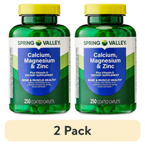  2 pack Spring Valley Calcium, Magnesium  Zinc Plus Vitamin D3 Coated 250 Ct