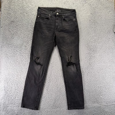 No Boundaries Jeans Men 32x31 Black Cotton Denim Straight Leg Distressed Stretch
