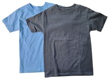 Fruit of the Loom Boy T Shirt x2 Gray Blue SZ 6 Small Short Sleeve Crew Solid