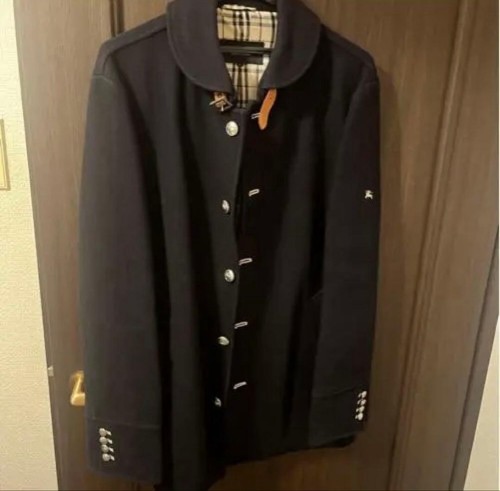 Burberry Blue Label, BURBERRY BLACK LABEL Men's Navy Wool Peacoat Size L Iconic Check Lining #FJ BZA
