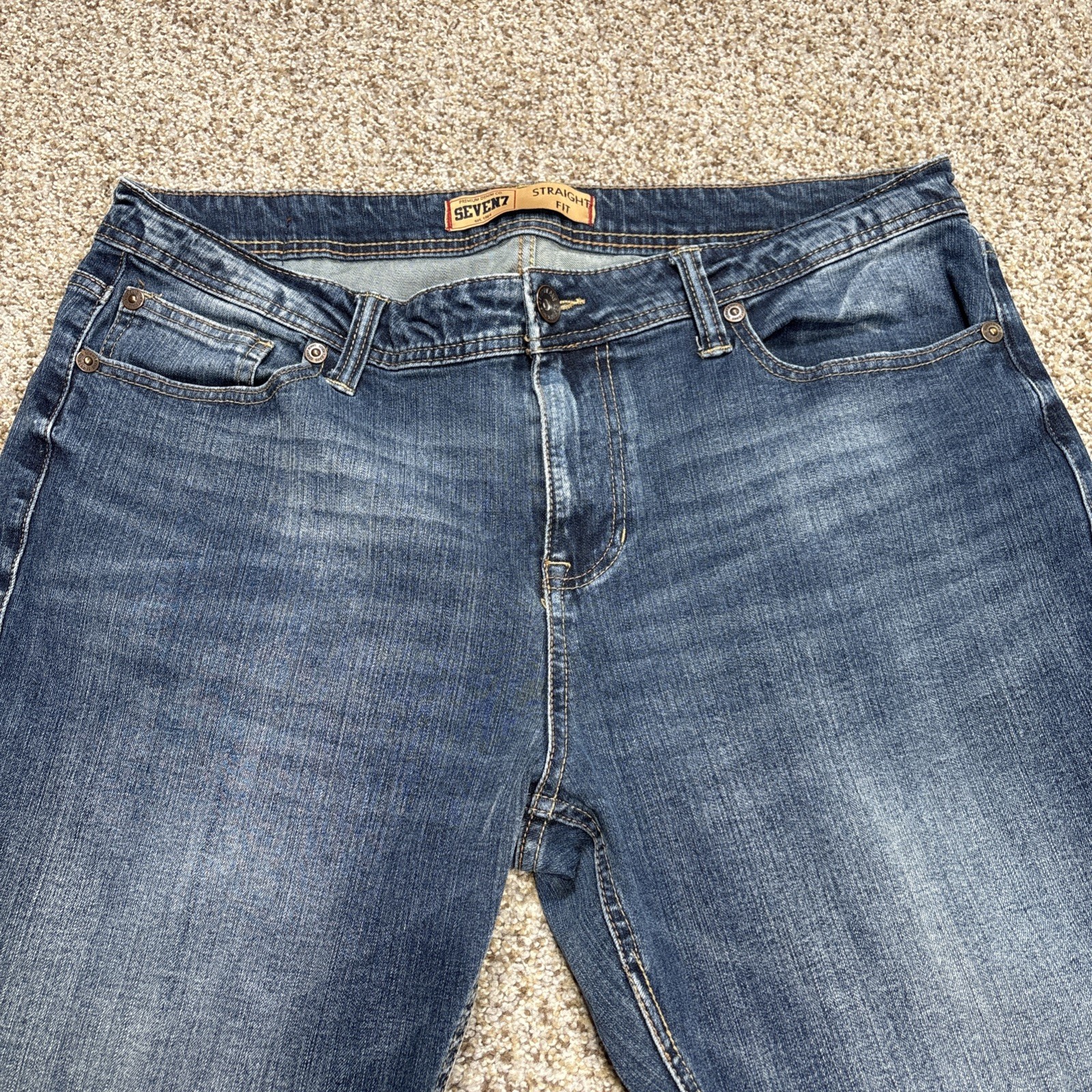 Seven7 Jeans Mens 38x32 Straight Fit Stretch Faded Medium Wash Denim 37x30 - View 2