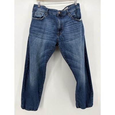 Mavi Zach Straight Leg Mens Jeans 38x32 Dark Wash Stretch Denim Distressed