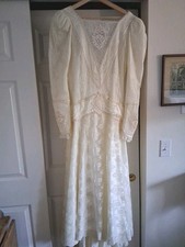 Vintage Union Made Lace Satin Pearl Sequin Dress Wedding Theater Prop Dress 10