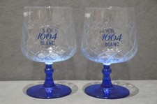 2x Kronenbourg 1664 Blanc One Pint 20oz Beer Glass Blue Stem Goblet New CE M25