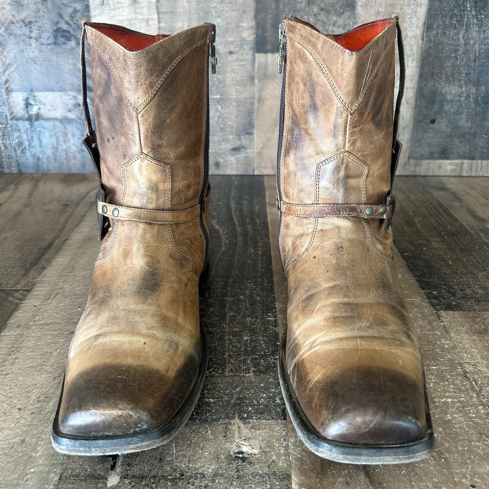 Mark Nason Italia 67179 Botas al tobillo con cremallera lateral cruzada punta cuadrada para hombre 10,5 Foto 3 de 4