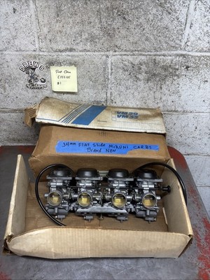 Mikuni 34mm Flat Slide Carburetor Carb Rack Of 4 New Nice Motorcycle Carbs