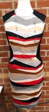 PHASE EIGHT Size 14 Black Red Cream Patterned Dress Evening Spring Wedding L9