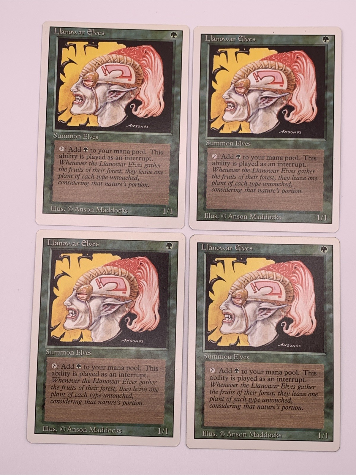 MTG NM Llanowar Elves x 4 Revised 3rd Edition Free Shipping & Tracking