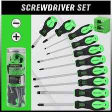 11PCS Screwdriver Set, Magnetic 5 Phillips and 5 Flat Head Black