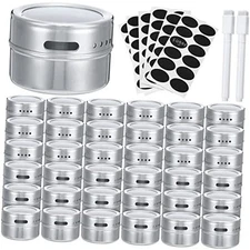 CHENGU Magnetic Spice Tins Storage Set 36 Pcs Stainless Steel Magnetic Spice 