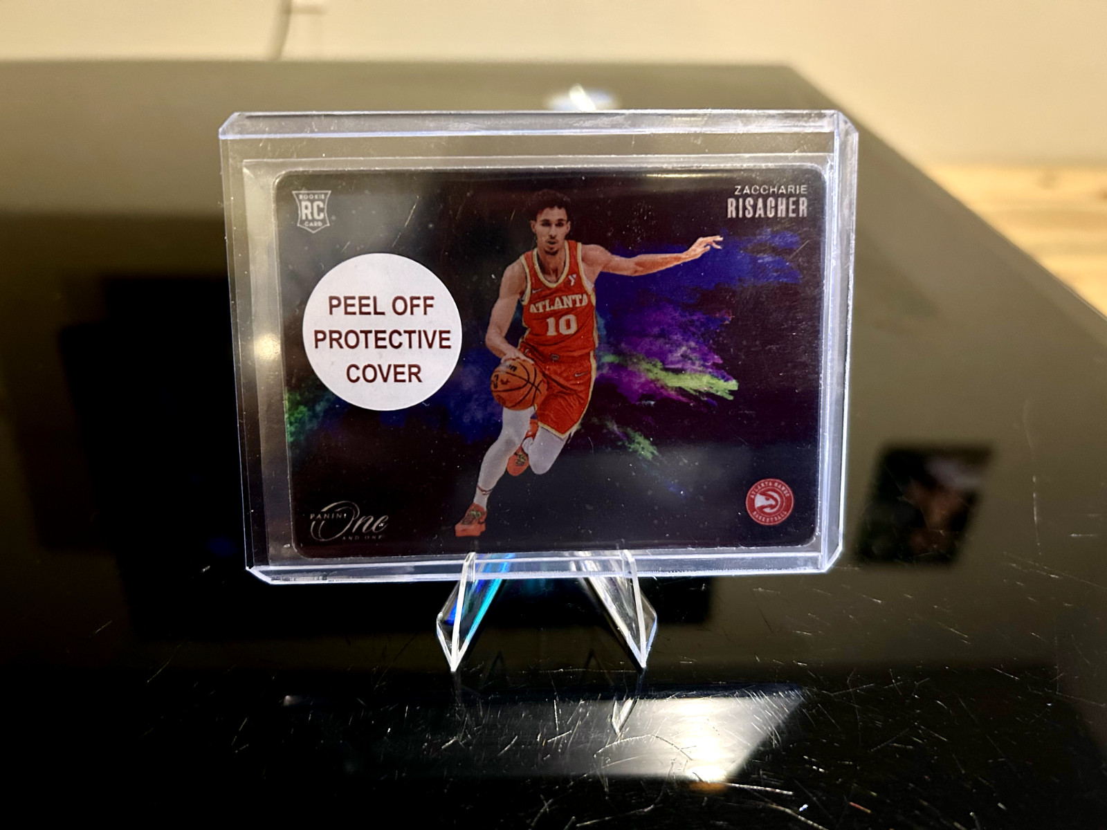 2024-2025 Panini One And One Zaccharie Risacher #1 Black Color Blast Metal SP