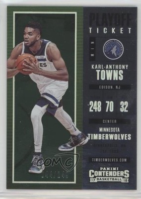 2017-18 Panini Contenders Playoff Ticket 44/249 Karl-Anthony Towns #89 0b3
