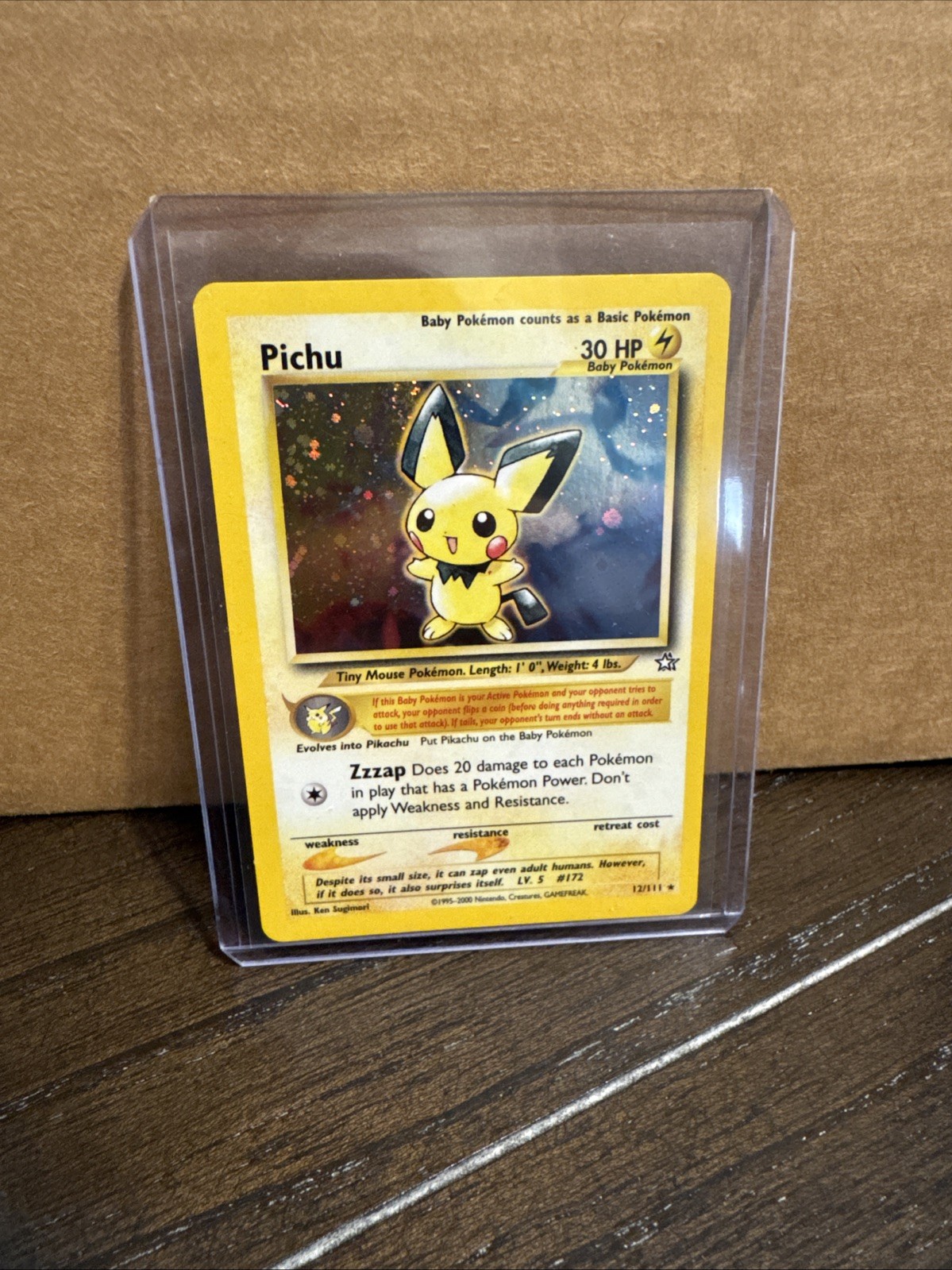 Pokémon Pichu TCG Neo Genesis Holo Rare Card 12/111 Swirl NM