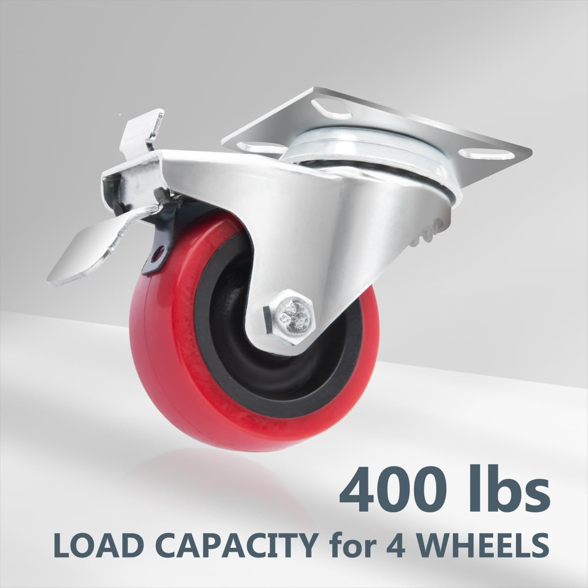2 Inch Swivel Caster Wheels Set of 4 with 400 Lbs Loads, Heavy Duty Plate Caster