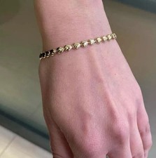 Vintage Style 14K Yellow Gold Finish Valentine Heart Shape Women's Fine Bracelet