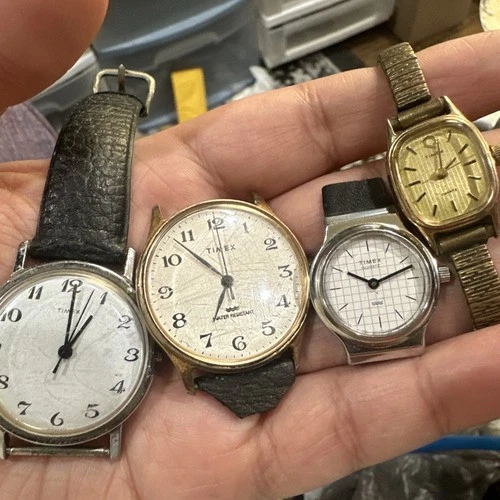Vintage Lot Of 4 Timex  Manual Wind Watches & Quartz For Repair Not Working
