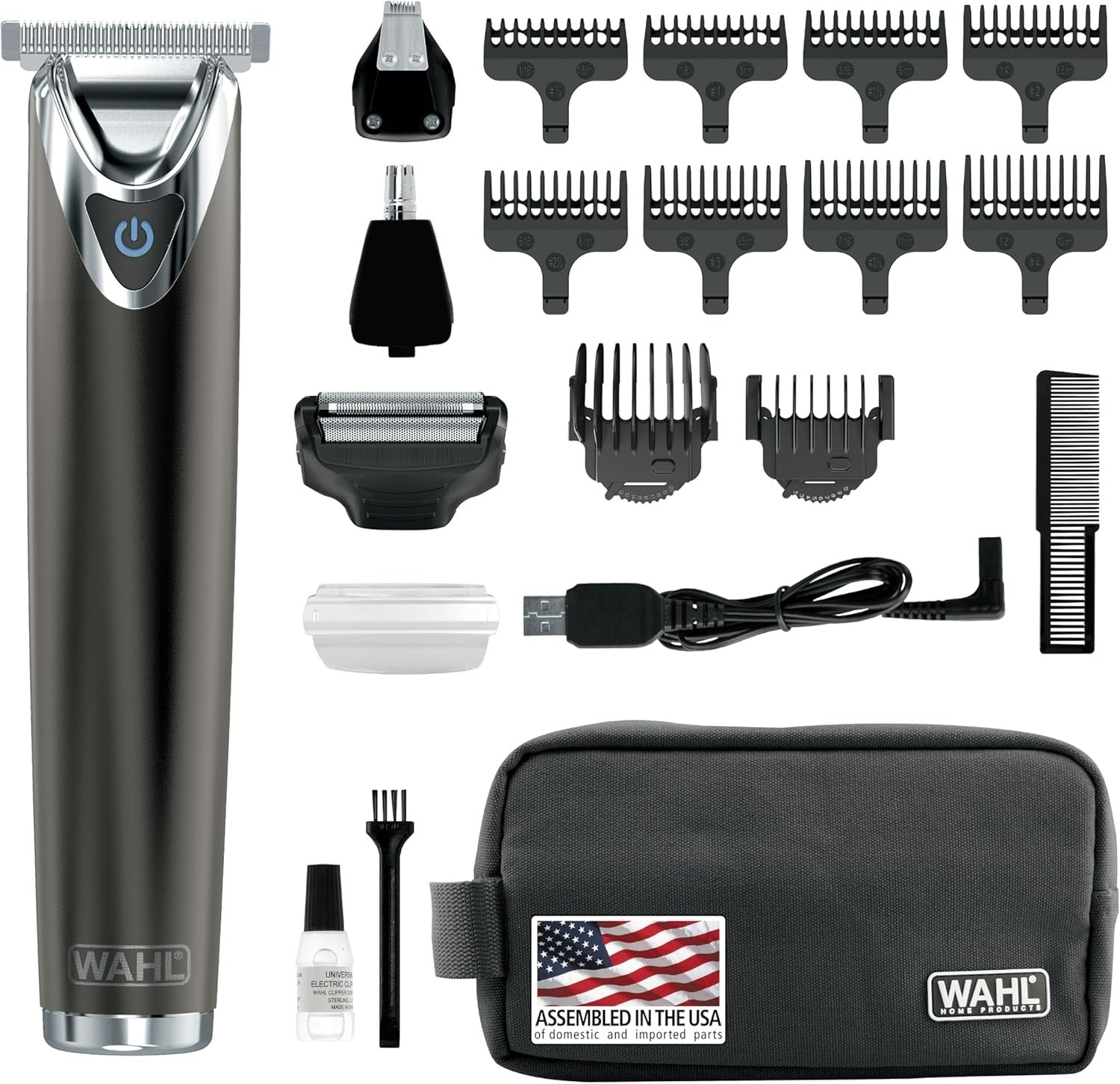WAHL Men's Stainless Steel Lithium Ion 2.0+ Slate Beard Trimmer Grooming Kit9864