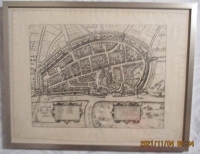 Kupferstich Neuss NEVS Gesamtansicht Vogelperspektive ca.1590 55 x 41 cm origina