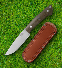 Bark River Fox River Fixed Knife 4" Steel Blade Green Canvas Micarta Handle