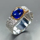 Fine jewelry ring Blue Sapphire Ring 925 Sterling Silver Size 8 /R473905