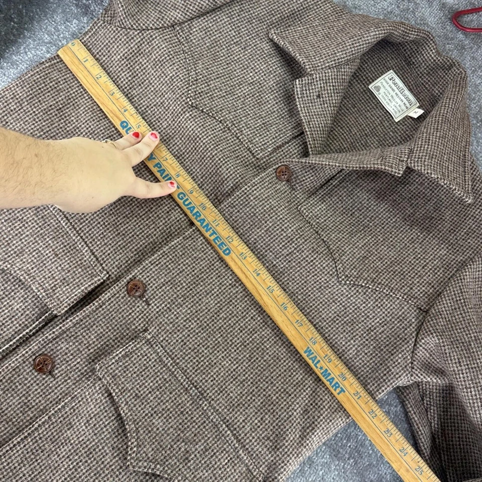 Vintage Pendleton Tan Wool Plaid Button Up Blazer Sports Jacket Mens M Western - Image 3 of 4