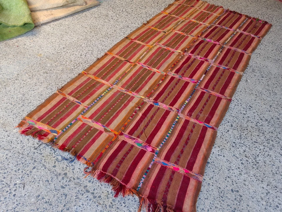 Vintage Turkish Kilim Rug 4.5x10 ft | Handmade Wool Large Tribal Carpet - Image 2 of 4