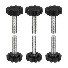 6 Pcs Threaded Knobs M6 x 25mm for Male Screw Black for Manual Clamping