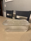 Anchor Hocking Ribbed Refrigerator Dish VTG w/ Lid & Vegetables On Lid
