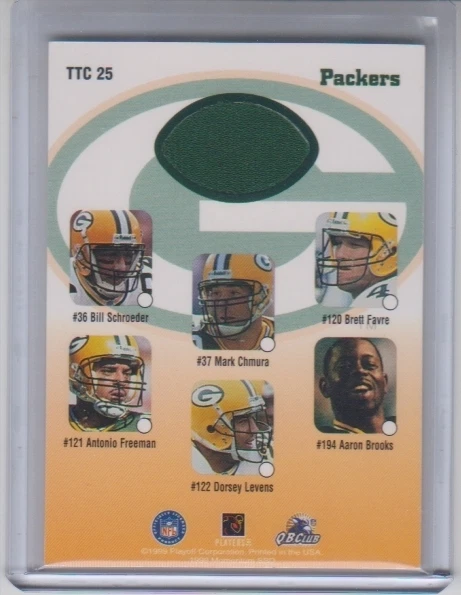 1999 Playoff SSD Momentum Brett Fave Team Threads Checklist Dual Jersey #TTC25 - Image 2 of 2