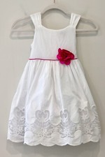 TAHARI Kids Girls White Sleeveless Floral Embroidered Formal Dress sz 6 Lined