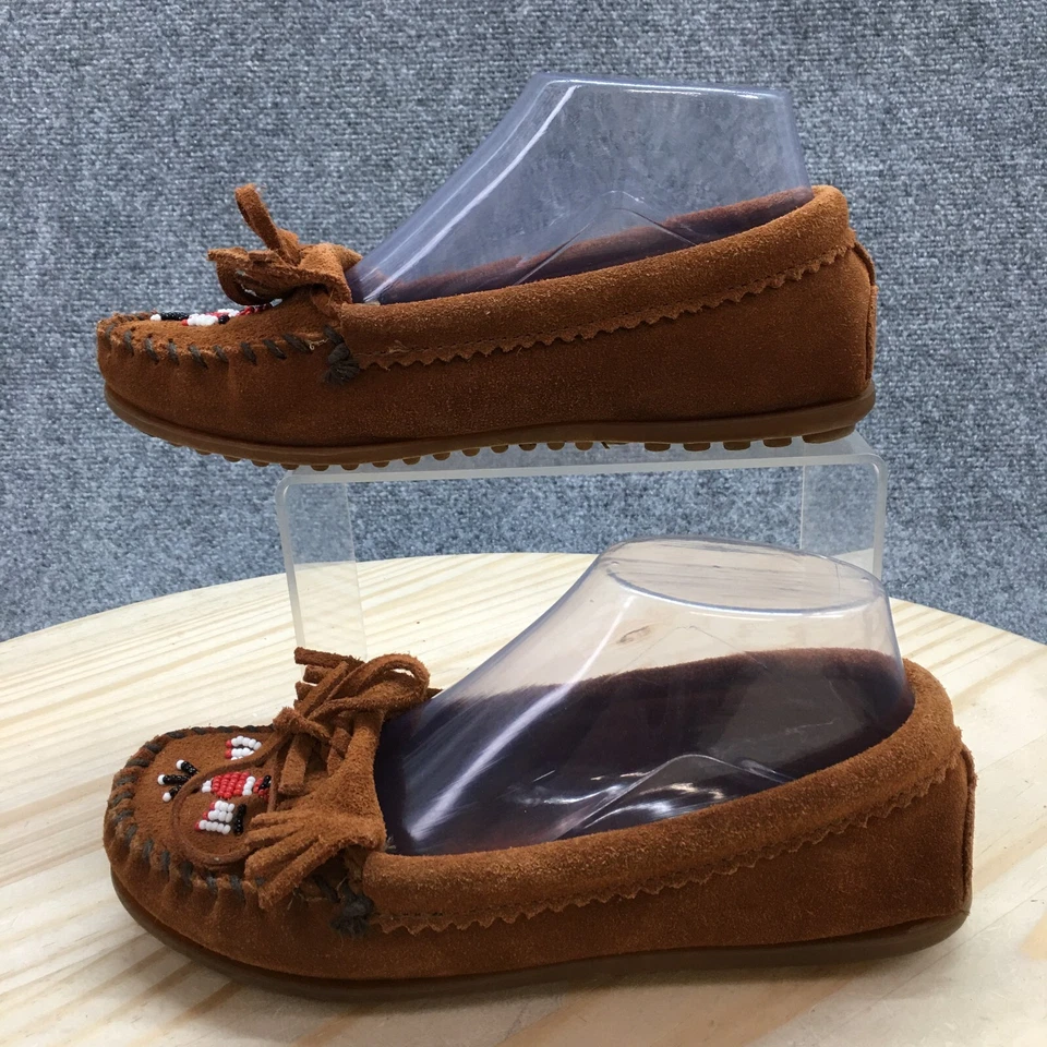 Zapatillas Minnetonka Mujer 5.5 Mocasines Marrón Gamuza Confort Lazo Thunderbird Foto 2 de 4