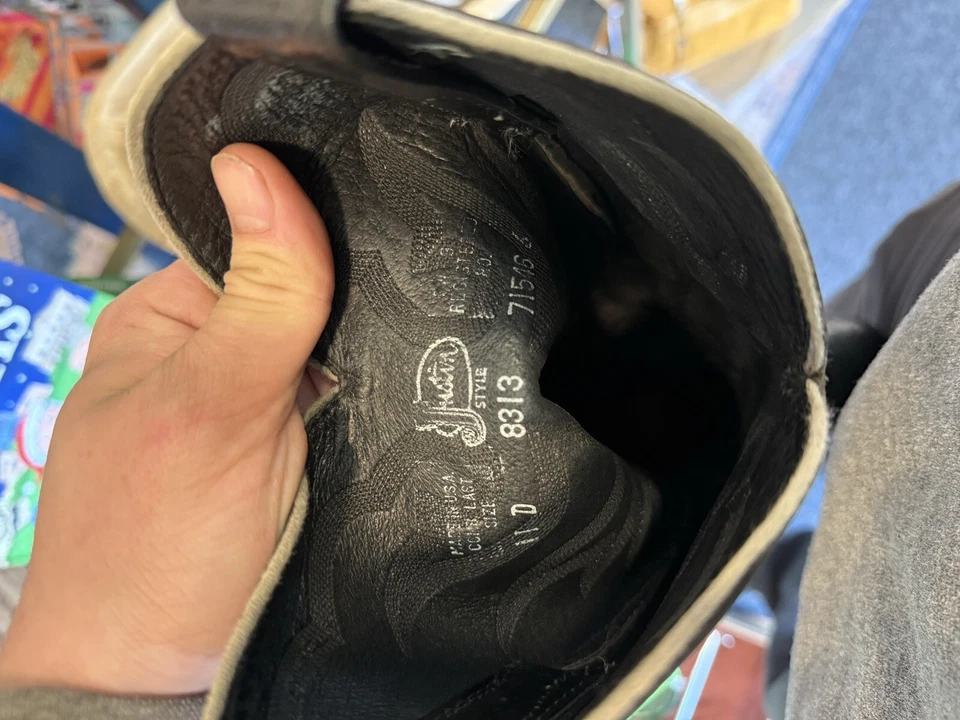 Justin черный игуана ящерица кожи Western ковбойские сапоги США стиль 8313 мужской размер 11 B - Изображение 3 из 4