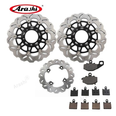 For Kawasaki Ninja ZX-6R 600 2007-2016 Front Rear Brake Disc Rotor + Brake Pads