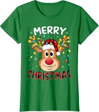 Merry Christmas Reindeer Xmas Family Animal Cool Ladies' Crewneck T-Shirt