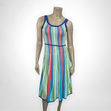 SKYE'S THE LIMIT Small Colorful Striped Sleeveless Dress Summer Spring Vacation