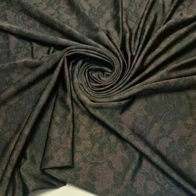 HOMECART Dark Brown Floral ITY Jersey Fabric Dress Craft Costume Draoe Material 58" Meter