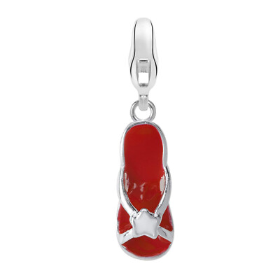Dream Charms Women Charm Pendant 925 Sterling Silver Rhodium Plated Sandal Red