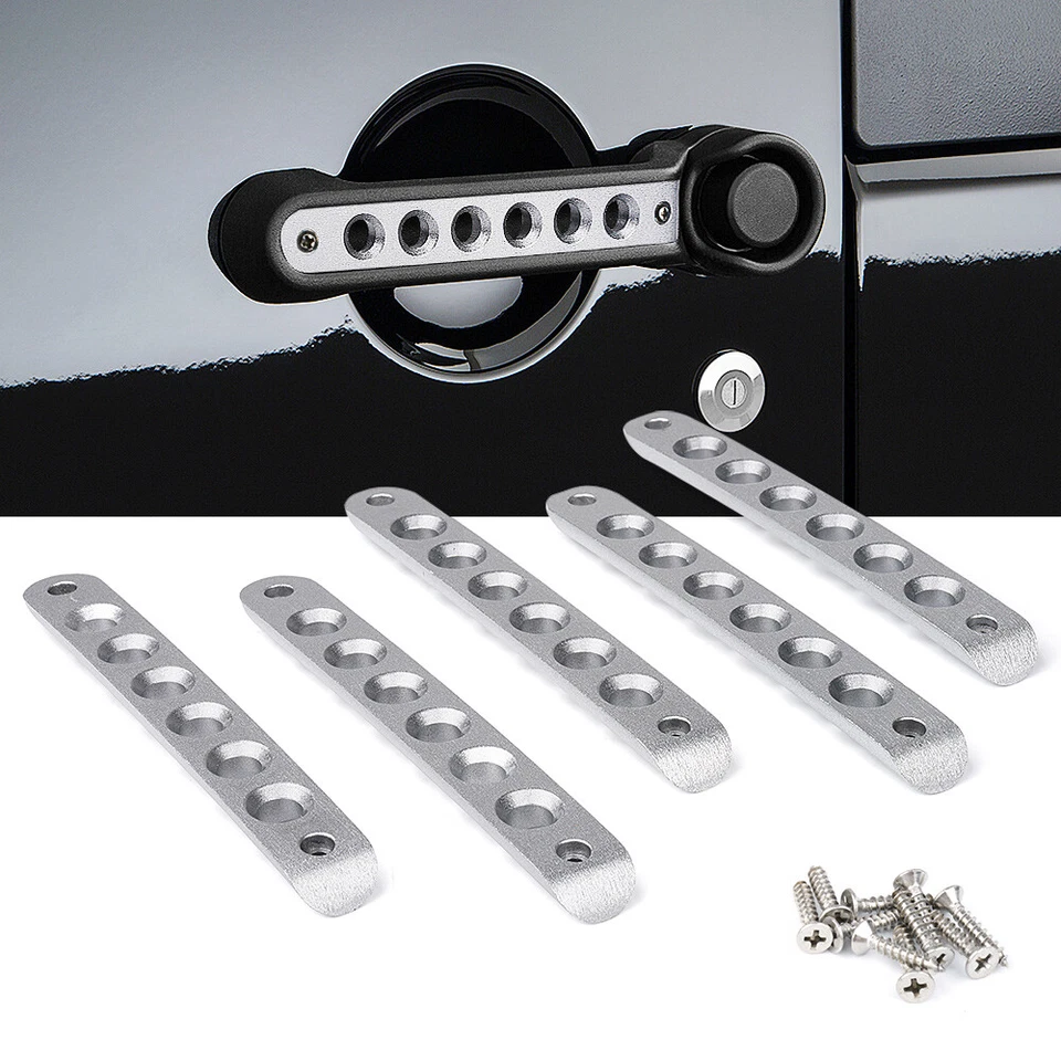 Cubierta de inserciones de agarre de manija de puerta de aluminio Xprite para Jeep Wrangler JK 07-18 Foto 3 de 4