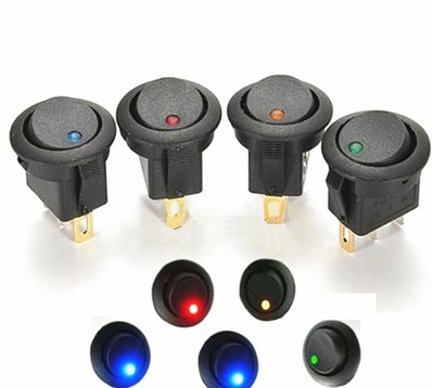 4 Stück LED Punkt Licht Auto Auto Boot 2Pin Runde Wippe EIN/AUS Kippschalter SPST Schalter 12V