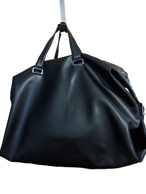 ★BLACKUP★ Pull-up Leather Bowling Bag BLACK ATC4BG01BK NWT* Zara Men's XL Black Faux Leather Top-Zip Bowling Tote