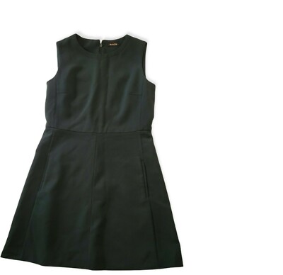 massimo dutti women's dark green dress fully lined with pockets size 10
