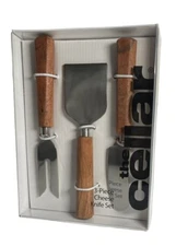 Macy’s The Cellar Cheese Knife Set Of 3 Rustic Natural Wood & Stainless Steel