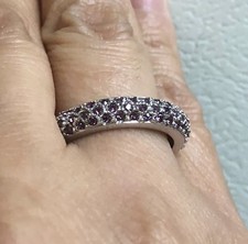PAVE of GENUINE AMETHYST set in .925 STERLING SILVER RING FAST FREE SHIPPING  