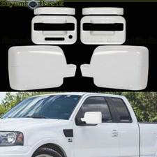 2004-2008 FORD F-150 2 Door Handle COVERS w/KP+Full Mirrors Z1 YZ OXFORD WHITE
