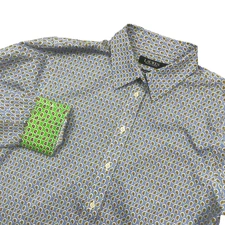 Lauren Ralph Lauren Large Black Label Flip Cuff Paisley Design Blue Non Iron