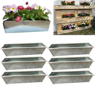 6x verzinkt Blumenkasten für Balkonkasten Europalette Einsatz Pflanzkasten 38cm