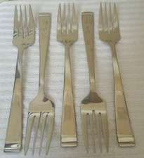 5 Pc Wallace GEORGETOWN Stainless 18/10  Silverware Salad Forks Flatware VGC