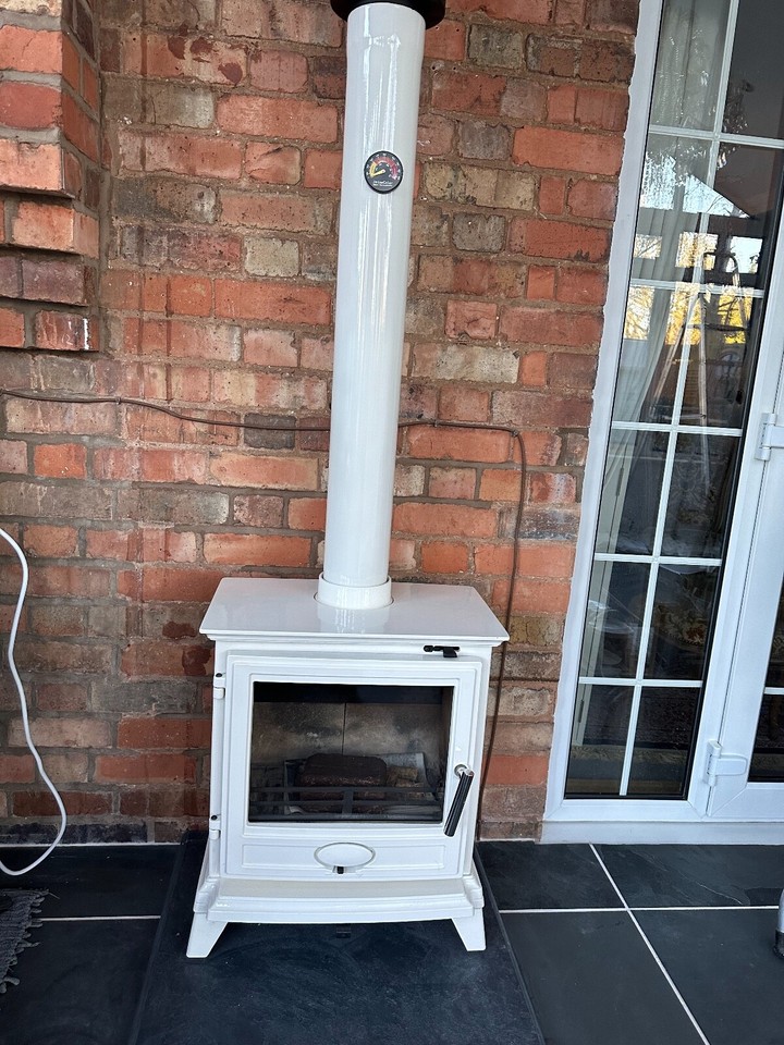 LOG BURNER/ MULTI FUEL IVORY LOG BURNER 5KW WITH MATCHING 1mt FLUE eBay